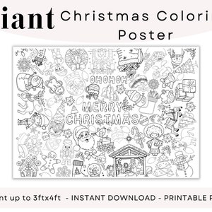 GIANT Christmas Coloring Poster, Large Christmas Coloring Page, Kids ...