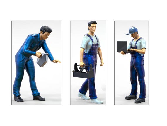 LE MANS miniatures Figurines Set de mécaniciens Team Bugatti T59 - Slot