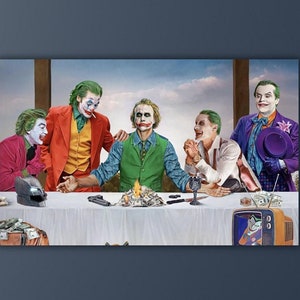 Last Supper All Joker,Comic Poster,Jokers Last Supper Poster/Canvas Wall Art,Joker Print Art Canvas, Extra Large Wall Art,Gift For Joker Fan