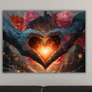 Love Hands Graffiti Wall Art,Banksy Hands Heart Art Canvas,Banksy Love Heart Canvas Wall Art,Modern Wall Art,Love Graffiti Housewarming Gift