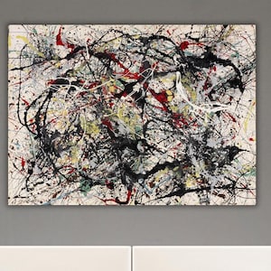 Jackson Pollock Canvas, Jackson Pollock Numero 34 Stampa Giclée Texture Gel Riproduzione Pittura Grande Formato Tela Carta Poster Arte Murale