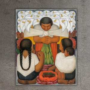 Diego Painting Print Art,Diego Rivera The Flower Seller Family Poster Print Art Canvas,Exhibition Poster,Famous Painting,Flower Seller Print