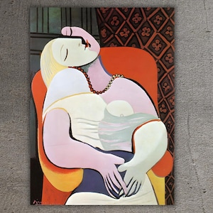 Woman Asleep in an armchair (The Dream), Le Reve by Pablo Picasso, 1932 Framed Modern Canvas Wall Art Print Ready To Hang Gift For Office