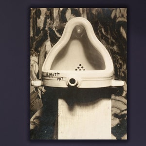 Avant-garde Artwork Print,Fountain by Marcel Duchamp Canvas Wall Art,Wall Hanging Decor,Major Landmark of 20th Century,Dada Art Fountain