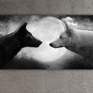 Black Wolf Photo,Wolves Poster,Black & White Wolves Poster Wall Art Canvas Print, Wolf Home Decor, Wolf-Themed Wall Art, Wolf Canvas Art