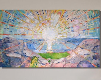 エドヴァルド・ムンク、太陽、海に昇る日の出の風景、アートプリント