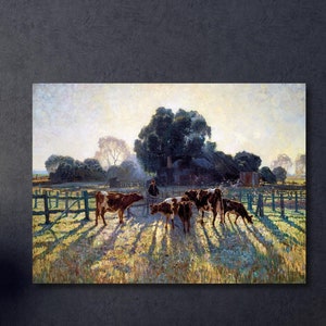 Elioth Gruner Leinwand/Poster, Kuhhof Leinwand, Spring Frost, 1919 Malerei Poster Leinwanddruck Strukturpapier, Wohnkultur
