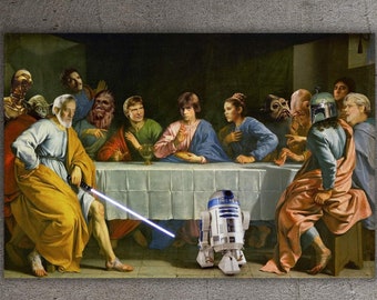 Kylo Ren PosterLuke Skywalker,Starwars Poster,Last Supper Starwars Canvas Wall Art, Darth Vader Poster,Last Supper Wall Art,Ready To Hang