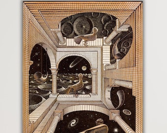 ヴィンテージ M.C. Escher ”もう一つの世界” ポスター　エッシャー ヴィンテージ M.C. Escher ”もう一つの世界” 額入りポスター