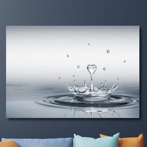 Heart Drop Splash Bathroom Canvas/Poster,  Office Decor Canvas Wall Art,Bathroom Wall Decor, Valentine&#39;s Day Gift, Wall Decor