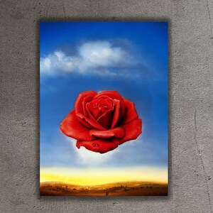 Salvador Dali Meditative Rose 1958 Canvas Wall Art,Salvador Dali 1958 Poster Print,Vintage Art Print,Reproduction Print,Dali Flowers Art
