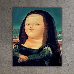 Fernando Botero Mona Lisa Canvas Wall Art,Fat Mona Lisa Poster,Huge Canvas Home Wall Decor,Botero Art,Mona Lisa Fun Art,Fernando Botero Art