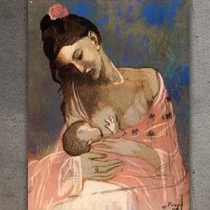 Obras de arte de Picasso, pintura de Pablo Picasso sobre madre e hijo, póster de madre e hijo, arte de pared en lienzo impreso de Pablo Picasso, decoraciones de pared modernas