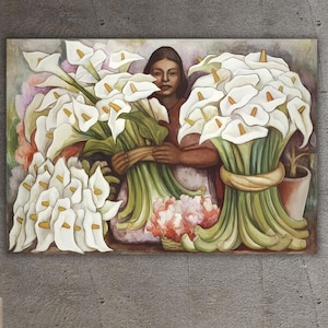 Diego Rivera Canvas Wall Art,Bazaar Festival Poster Art Canvas,Diego Rivera Flower Seller Woman Poster Art Prints,Feast of Santa Anita Art