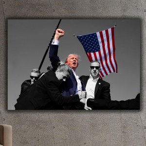 American Flag Canvas Wall Art,Donald Trump Survived Assassination Attempt Poster Art Canvas Wall Art,Trump canvas president Poster president