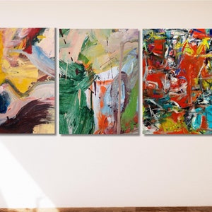 Conjunto de 3 Willem De Kooning Canvas Wall Art, Willem De Kooning Abstract Poster, Abstract Vintage Poster Print Art, Museum Exhibition Poster Art