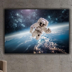 Astronaut canvas,Astronaut in Outer space Canvas Wall Art Design Poster Print Decor for Home & Office Decoration