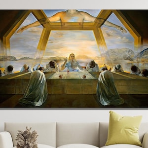 Lord Jesus Last Supper Print Art,Salvador Dali Jesus Disciples Print Art,Salvador Dali Last Supper Canvas Wall Art,Christian Wall Art Decor