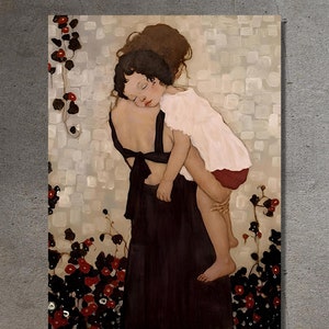 Gustav Klimt Canvas Art,Famous Paintings,Gustav Klimpt Mother and Child Poster Print Art,Gustav Klimt Poster,Modern Wall Art,Vintage Poster