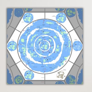 Oude platte aardekaart canvas, wereldkaart voorbij de watermuur satelliet platte aardekaart poster, vintage wereldkaart poster afdrukken, grote wereldkaart