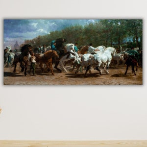 Horse Racing canvas print,Rosa Bonheur art,Rosa Bonheur Horse Fair 1835 Poster Art Canvas,Rosa Bonheur Art Painting,Modern Canvas Wall Art