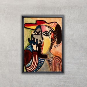 Pablo Picasso Abstract Face Canvas Wall Art,Pablo Picasso Arts,Framed Modern Canvas Wall Art Print,Ready To Hang Gift,Office Wall Art Decor