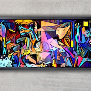 Guernica colored design wall art,Pablo Picasso Guernica Canvas,Guernica Wall Art,  Pablo Picasso la Guernica Canvas,Guernica Canvas Wall Art