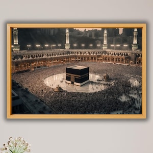 Kaaba Poster Art Canvas Print,Kabe Canvas Wall Art,Islamic Wall Art Decor,Mosque Wall Decor,Extra Large Canvas Wall Art,Islamic Home Decor