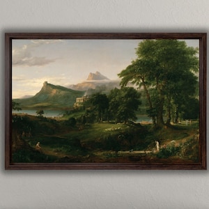 Romantik Landschaft Gemälde Druck, Thomas Cole Der Kurs des Empire: The Arcadian oder Pastoral State Leinwand / Poster Wand Kunst Reproduktion