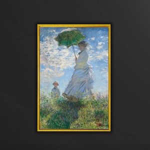 Claude Monet Leinwandkunst, Claude Monet Frau mit einem Sonnenschirm Poster / Leinwand Wandkunst, moderne Wandkunst-Dekor, berühmte Kunstdrucke, neutrale Töne Kunst