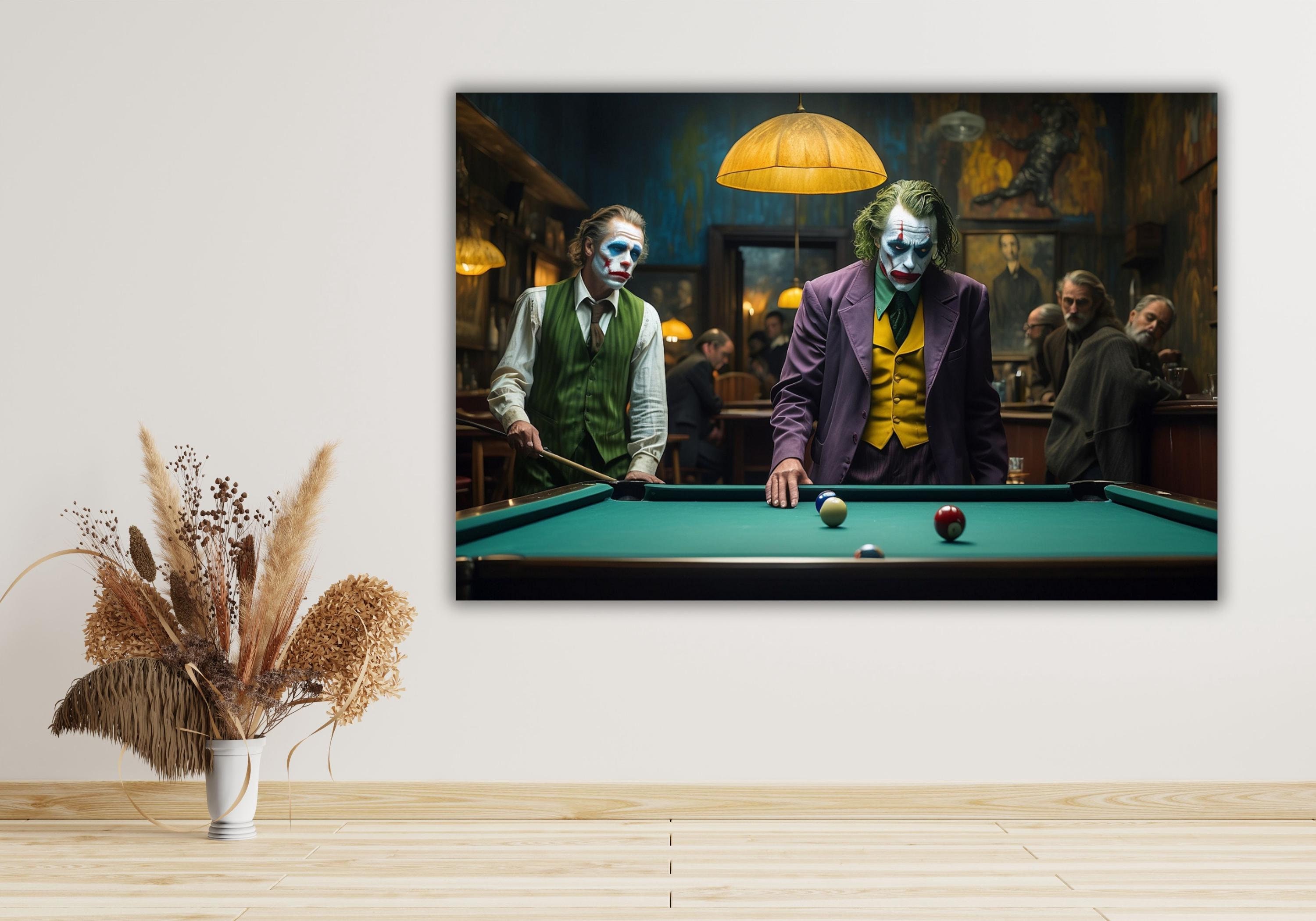 Joker Playing Billiards Canvas Wall Art,joker Billiards Canvas