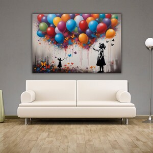 Mädchen mit Schmetterling Gemälde,Graffiti Kunst, Moderne Kunst,Banksy Mädchen mit Ballon Leinwand,Street Art Poster,Haus Wand Dekor Druck,Kunstwerk Geschenk