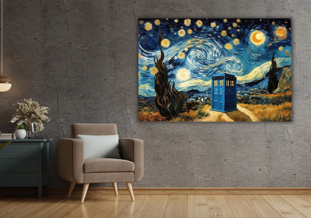 Vincent Van Gogh Tardis Starry Night Design Poster Print Art Canvas ...
