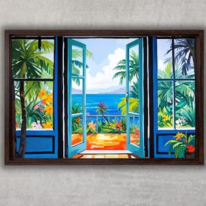 Henri Matisse Landscape Poster,Henri Matisse The Open Window,Henri Matisse landscape wall art, Matisse seascape Print Canvas wall Art Print
