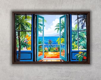 Henri Matisse Landscape Poster,Henri Matisse The Open Window,Henri Matisse landscape wall art, Matisse seascape Print Canvas wall Art Print