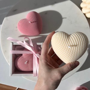 Heart Shaped Candle | Soy Wax Candle | Valentine&#39;s Day Gift | Aesthetic Candle |Textured Heart Candle | Decorative Candle | Wedding Favors