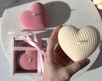 Heart Shaped Candle | Soy Wax Candle | Valentine's Day Gift | Aesthetic Candle |Textured Heart Candle | Decorative Candle | Wedding Favors