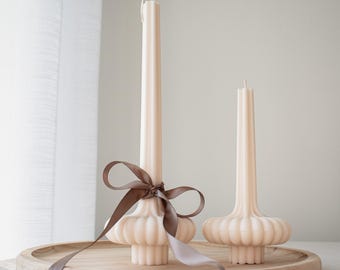 Ribbed Tutu Pillar Candle Set, Hand-Poured Soy Wax Home Decor
