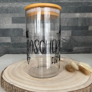 Naschereiglas mit Holzdeckel – personalisierbares Vorratsglas – Geschenkidee für Süßigkeiten – Naschglas mit Spruch