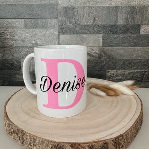 Personalisierte Tasse mit Name & Buchstabe | Geschenkidee für Frauen | Kaffeetasse mit Initiale + Wunschname | Individuelles Geschenk