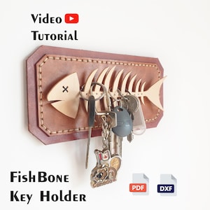 Fishbone Key Holder Leather Pattern - PDF & DXF Template - Video Tutorial