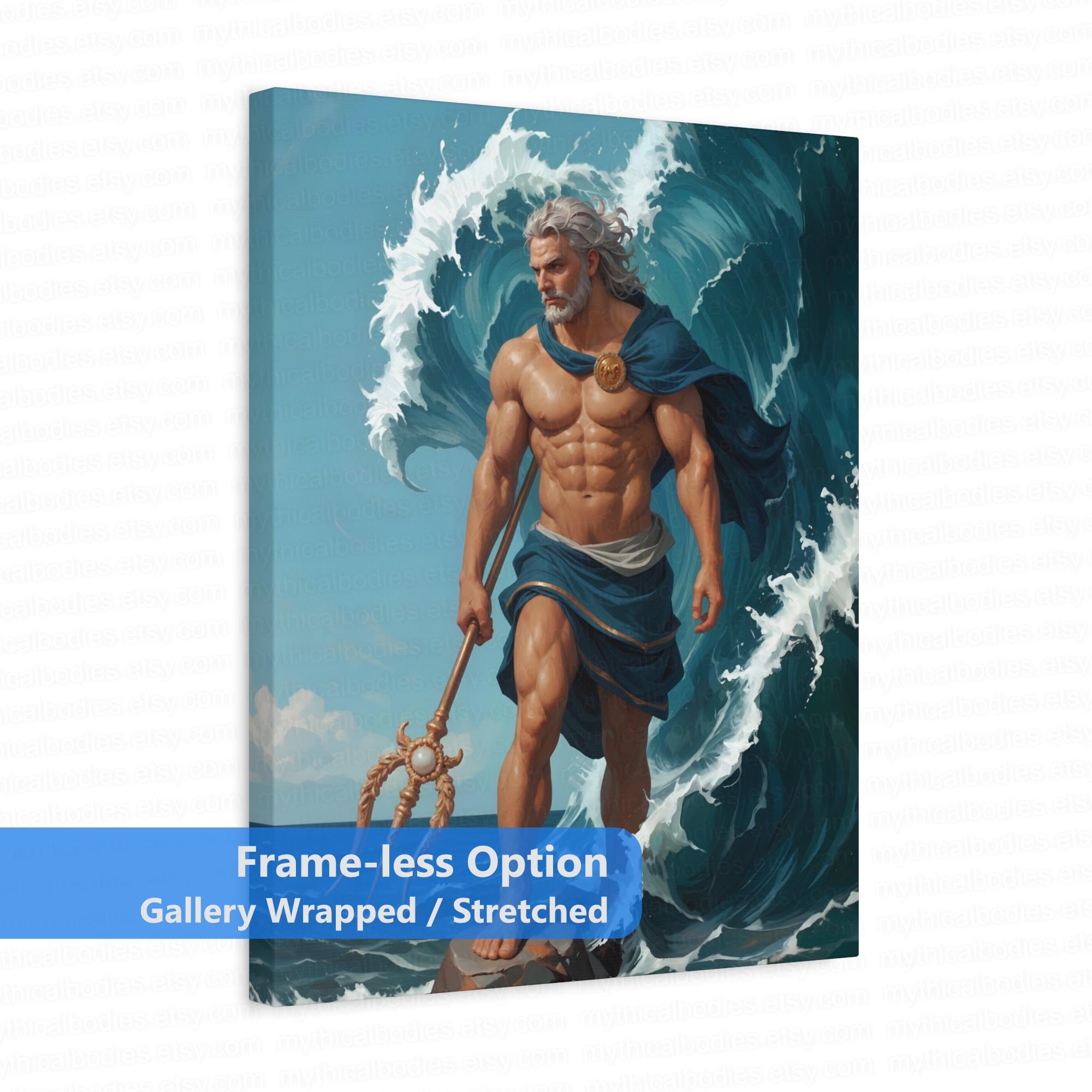 Poseidon Canvas Art Print: Greek God of the Sea, Trident, Ocean Wave - Etsy