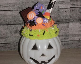 Mini Jack-o'-lantern Candy Faux whipped mug topper Halloween Decor