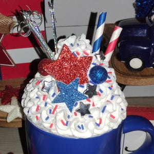 4th of July Faux Whipped Cream Mug Topper