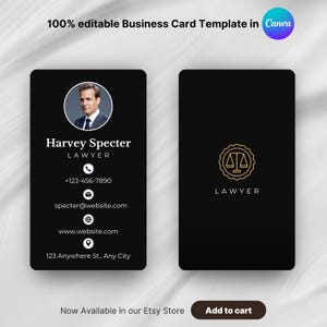 Schlankes und modernes Visitenkarten Vorlage Design | Vollständig bearbeitbarer Attorney Canva Design mit anpassbaren Funktionen | Sofort Download