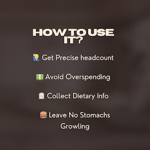 get precise headcount, avoid overspend, collect dietary info