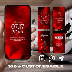 100% customisable. Music, Video and Shareable. Image of someone holding a phone with the video.