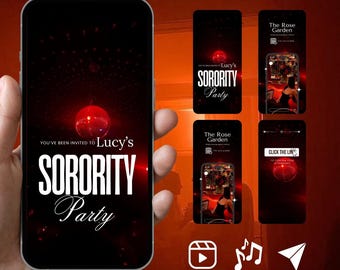 Plantilla de vídeo para fiestas personalizable: Red Disco, invitación electrónica (descarga digital). Edita fácilmente y ¡a bailar!