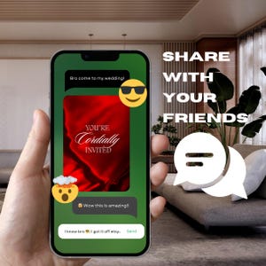 Share with your friends. Image of the video invitation being shared on whatsapp.