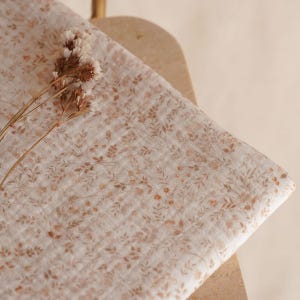 Wildflower muslin fabric, beautiful beige color floral print, soft and breathable sewing material - fabric by the yard - OEKO-TEX certified